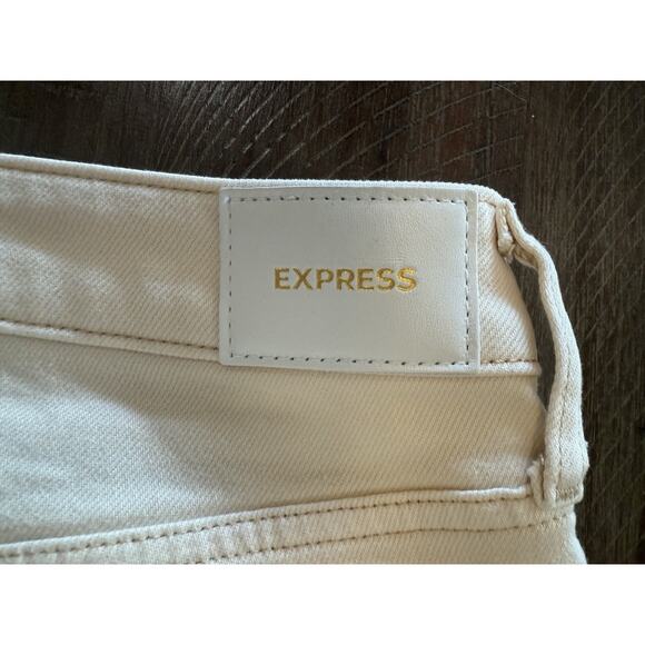NWT Express Boyfriend Mid Rise Cream White Denim Jeans Pants Women’s Size 16 NEW - Picture 8 of 16
